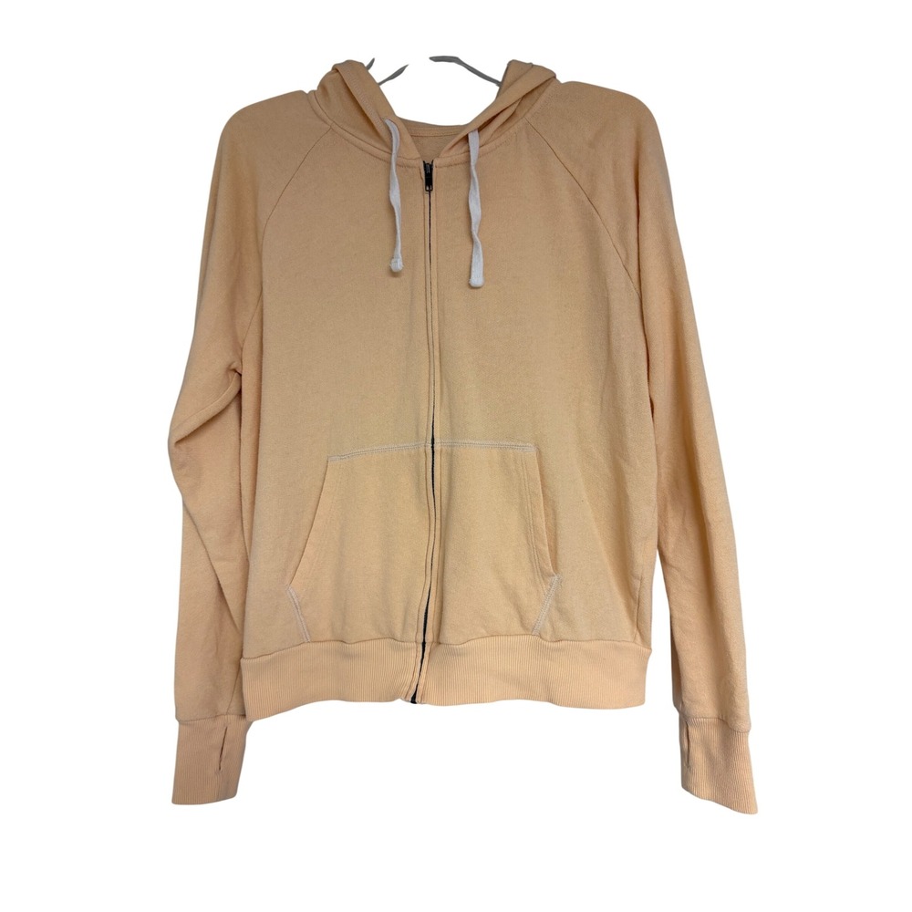 SO Lounge Life Favorite Sweatshirt Peach Zip Up Hoodie Thumbholes Womens Large